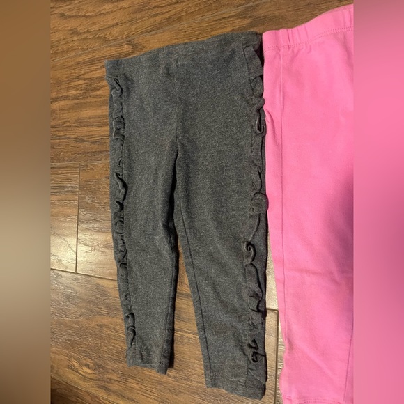 kate spade Charcoal Frilled and Bubblegum Kids Leggings 12 & 18 month baby 2 pc - Picture 2 of 6